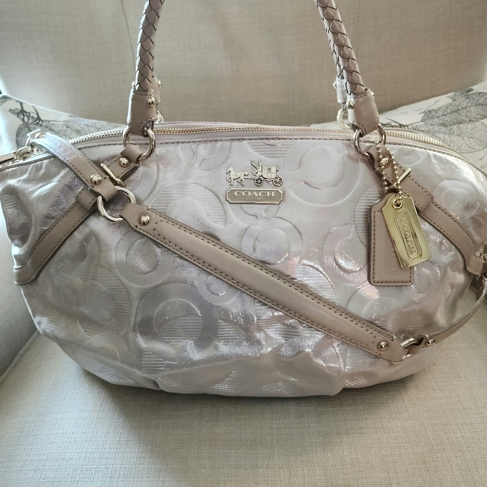 New Coach Maddison Sophia Gold Metallic Shimmer Satchel 15937🔥🔥